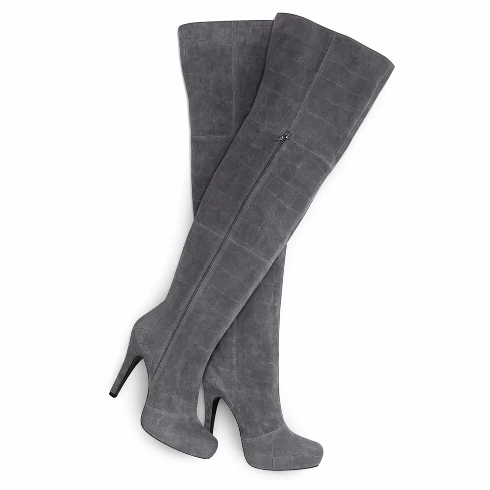 Report Signature Fairfax Over the Knee Boots Gray Suede Size 8